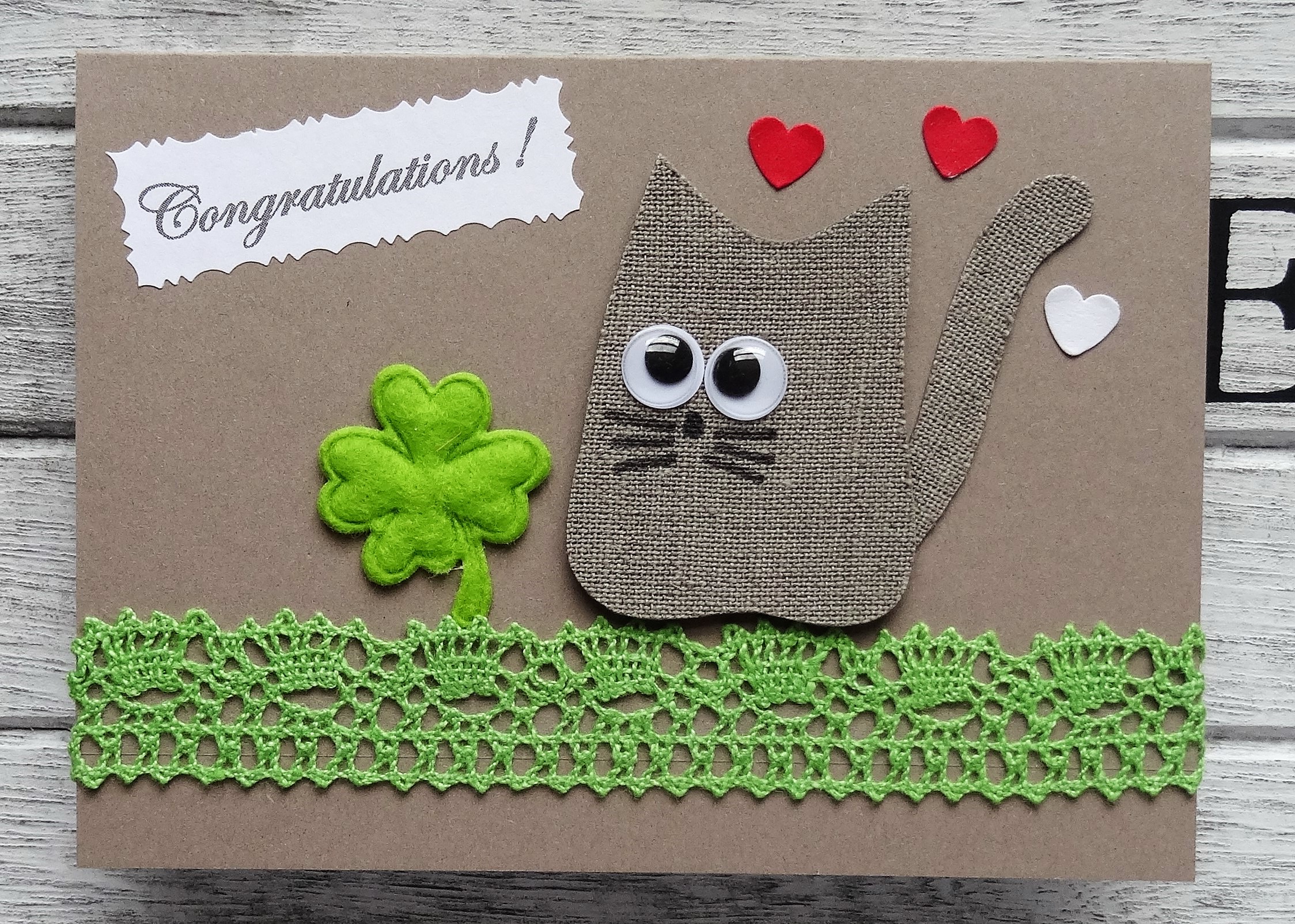 Congratulations! 3D linen cat.